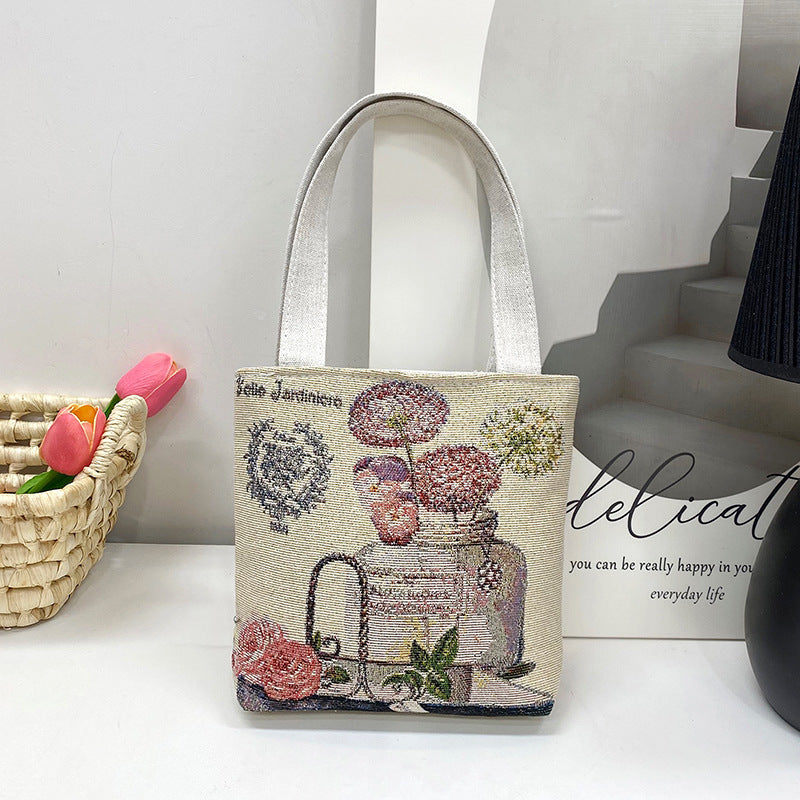 Gold Silk Double-sided Embroidered Small Square Bag Ethnic Style Leisure