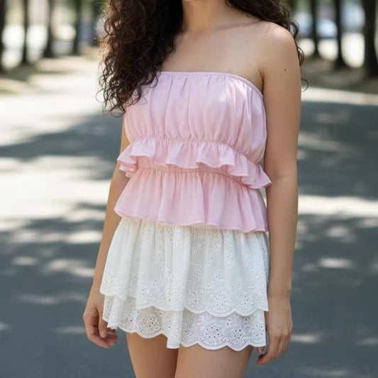 Womens Stylish Strapless Sleeveless Mini Dress