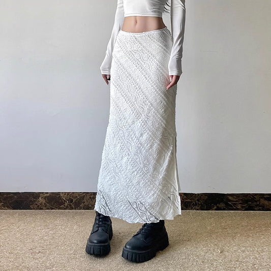 French Elegant Lace Jacquard Twill Skirt