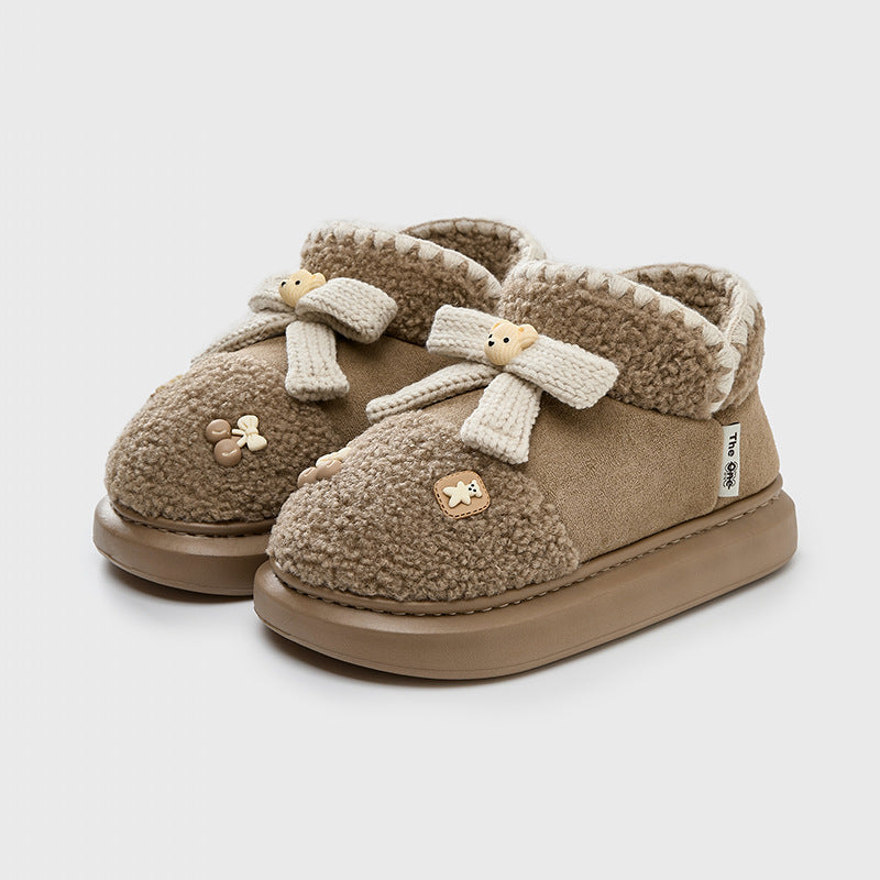 Height Increasing Non-slip Thick Bottom And Warm Keeping Cotton Slippers