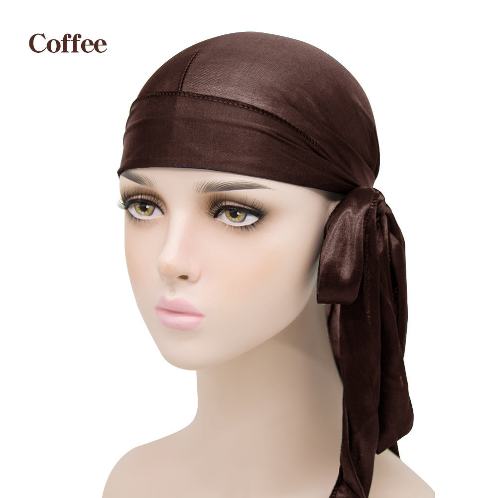 Unisex Satin Hovedbeklædning med Lang Hale  Strækbar Pirathat Og Hip Hop Turban til Mænd Og Kvinder, Elastisk Bandanahue til Kostume Og Mode