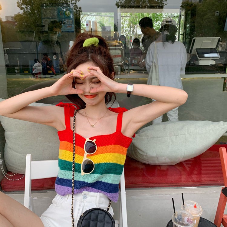 Rainbow-striped Camisole Tank Top