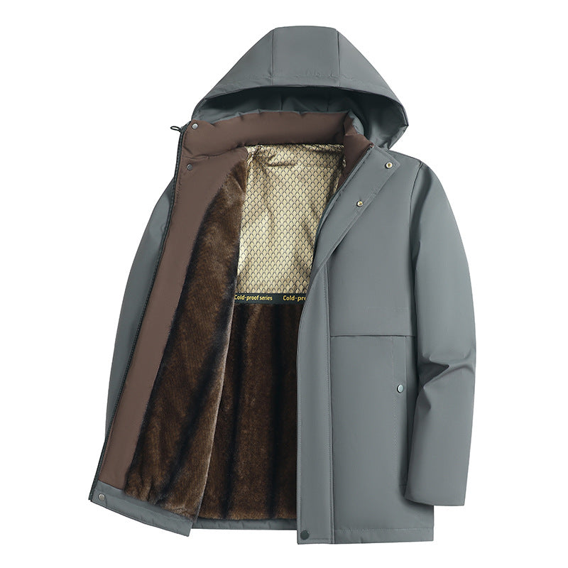 Men's Cotton-padded Clothes Fleece-lined Thickened Outdoor Windproof Waterproof