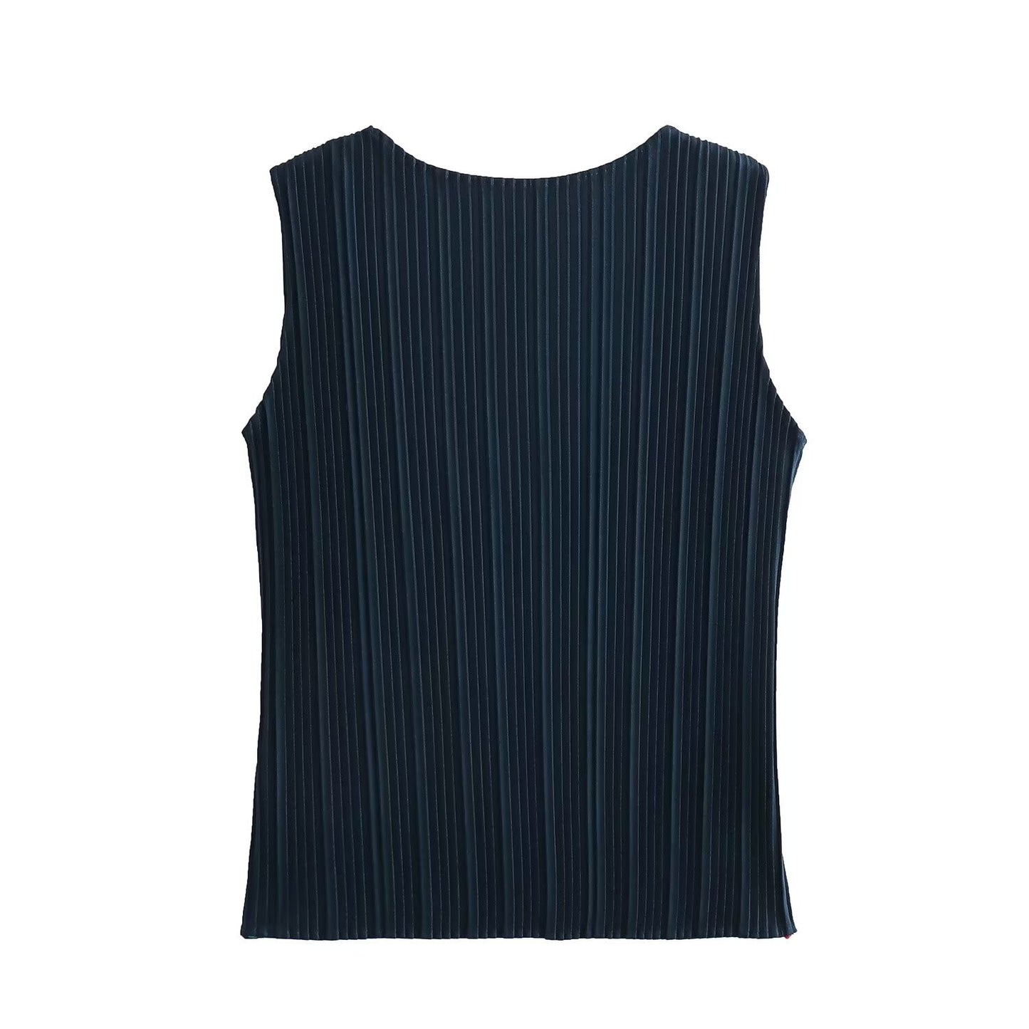 Pleated Sleeveless T-shirt Straight-leg Pants