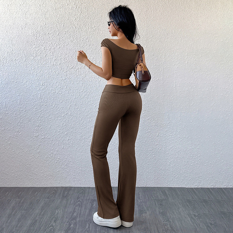 Casual Sporty Chic Solid-Color Slim-Fit Set