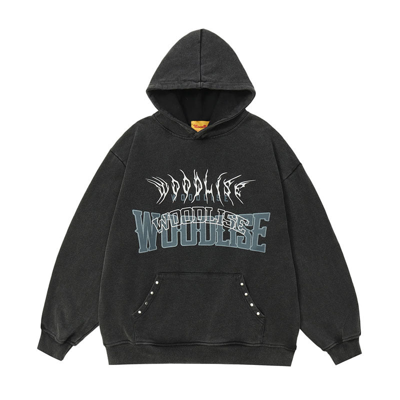 American Style Hip Hop Washed Oversize Hooded Sweater For Men
