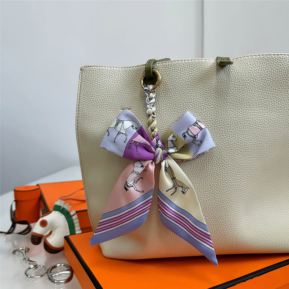Women's Polyester Bag Decorative Scarf Pendant