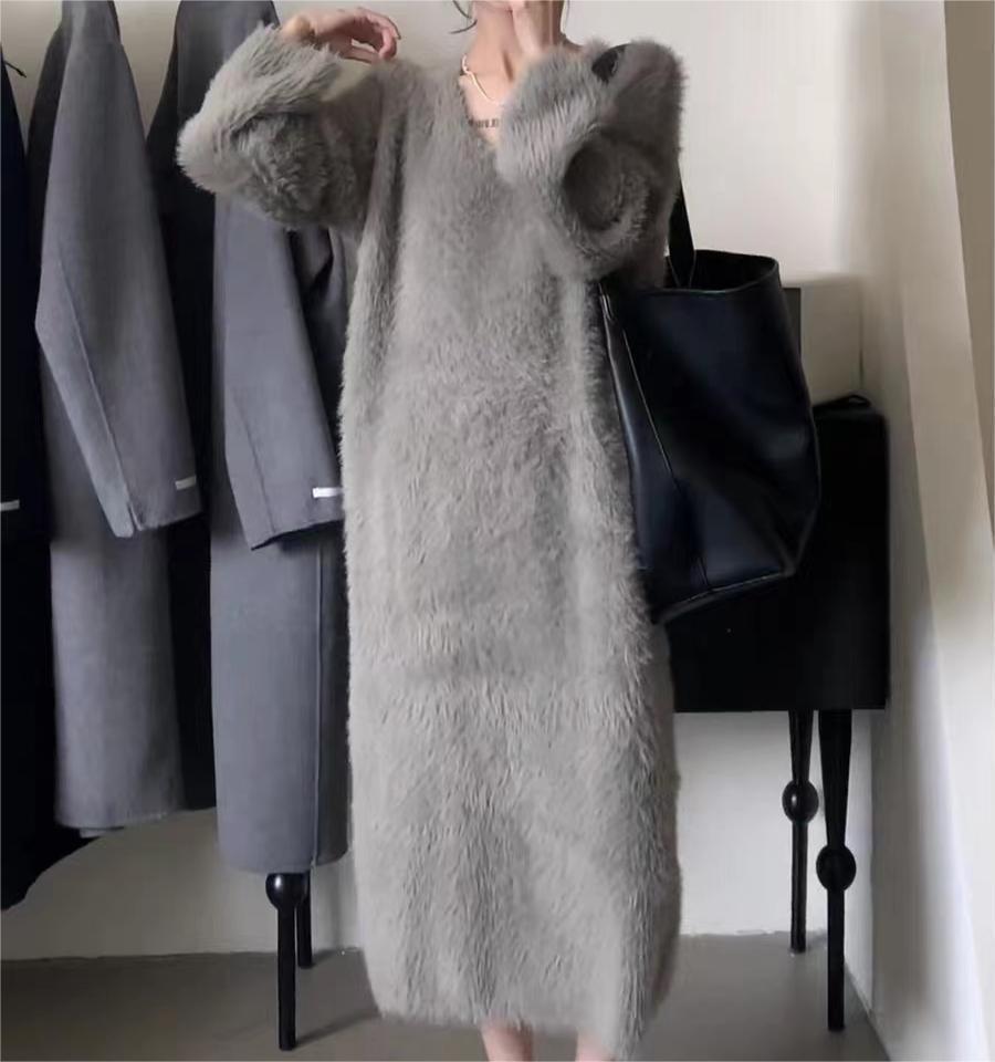 Socialite-style Soft Cuddly Sweater Dress For Women Autumn Winter