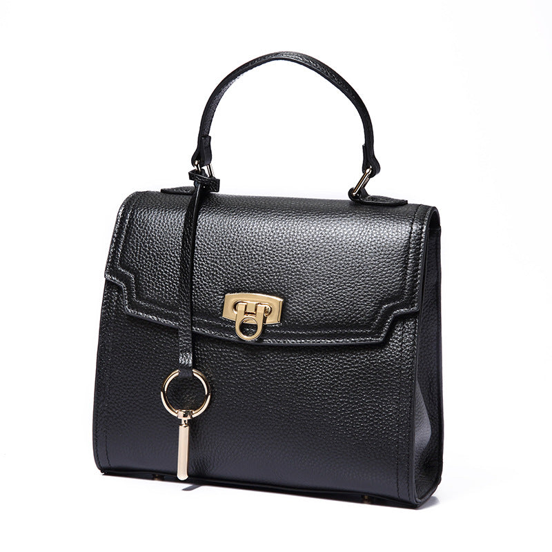 Top Layer Cattlehide Leather Fashion Portable Crossbody Small Square Bag
