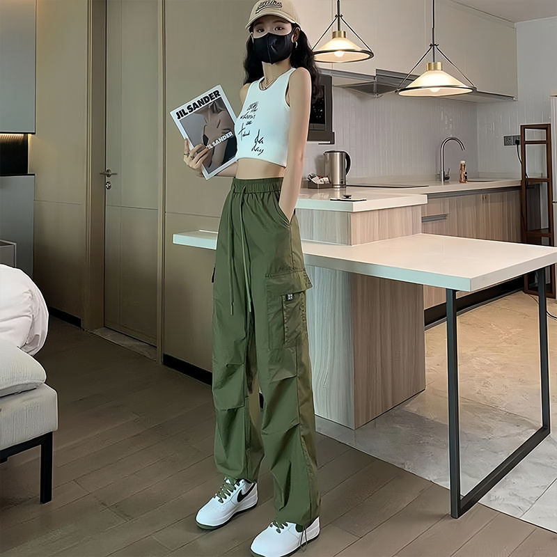 High Waist Slimming Draping Ankle-tied Trousers For Women