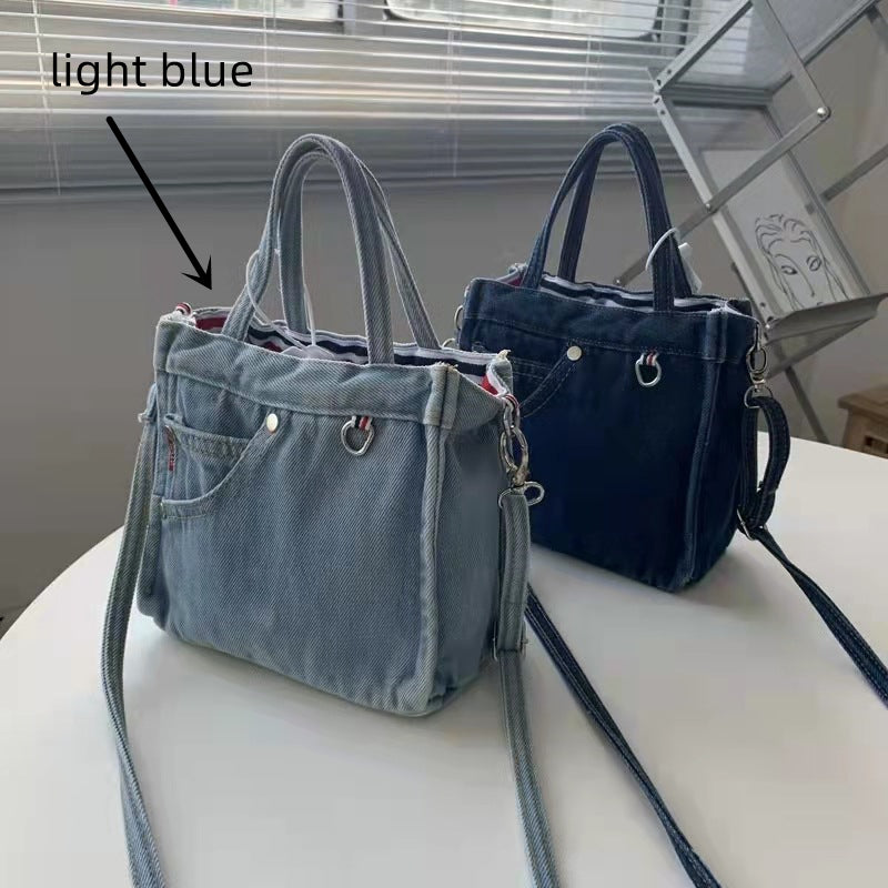 Sofistikeret Mini Denim Taske Alsidig Transportabel