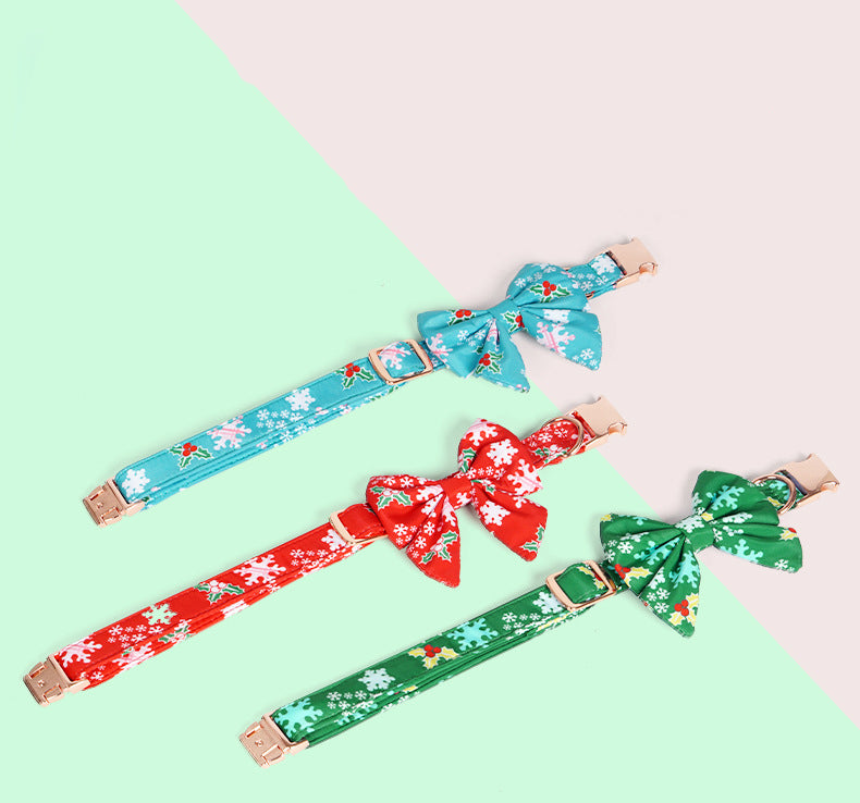 Pure Cotton Dog Necklace Christmas Flower Color Removable Bow Tie Pet Neck Ring