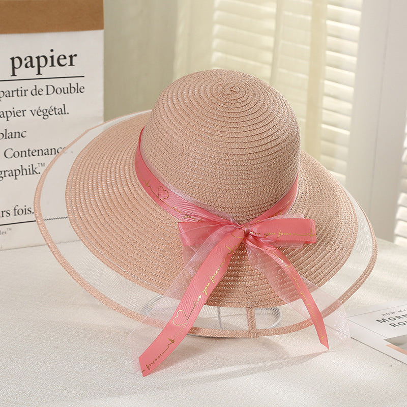 Women's Streamer Mesh Straw Hat Spring Summer
