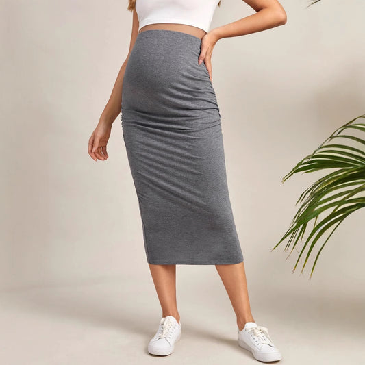 New Maternity Skirt High Waist Pure Color