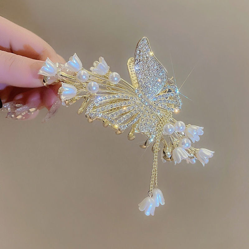 Women's Fashion Large Butterfly Tassel Barrettes