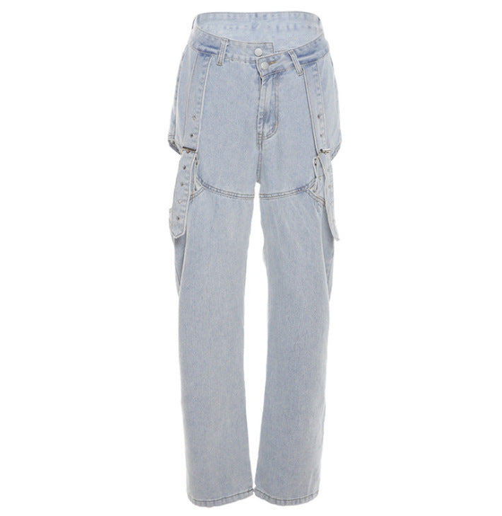 Loose-fitting Casual Denim Wide-leg Pants