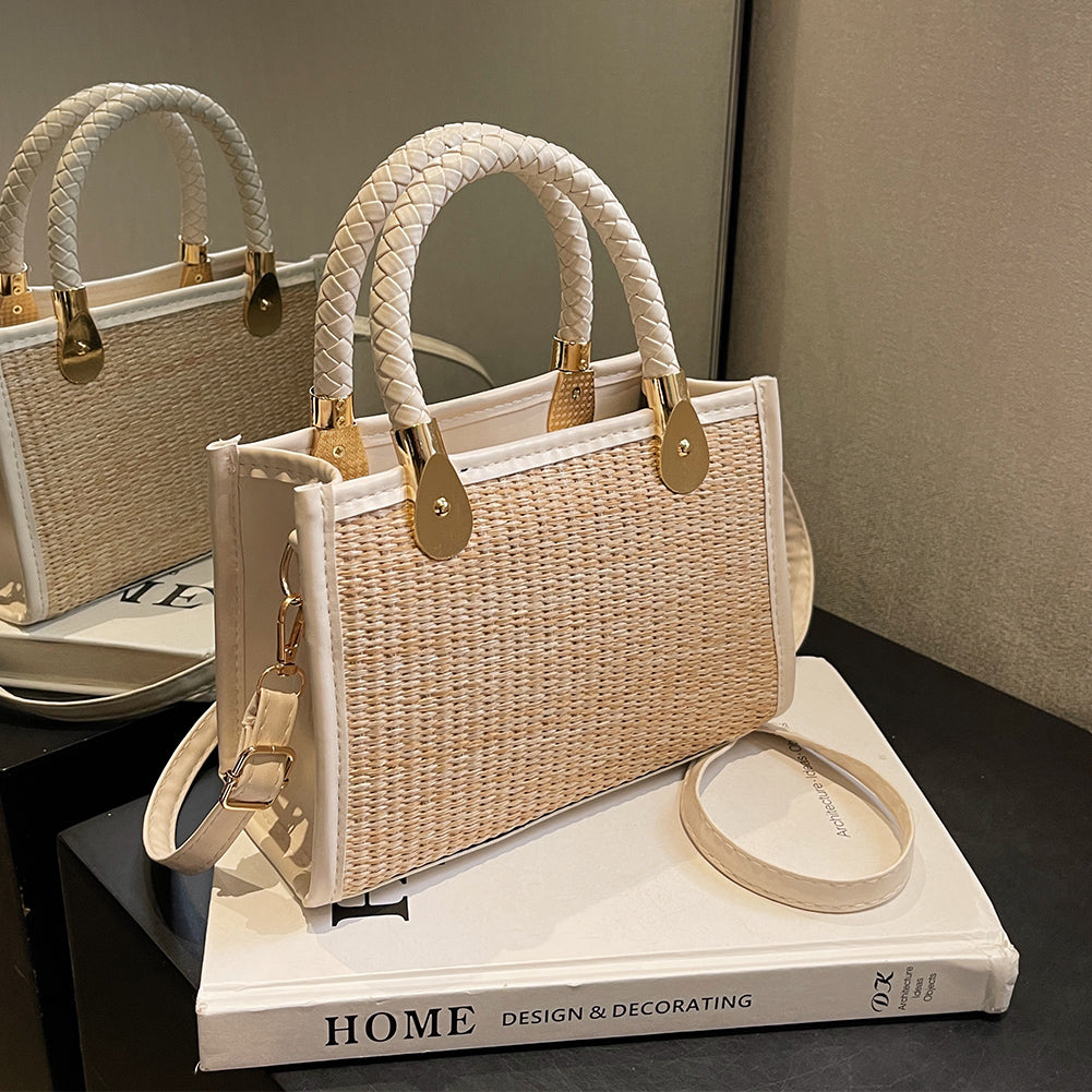 Women's Stylish Good Texture Woven Contrast Color Portable Shoulder Bag
