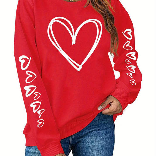 Valentinsdag Komfortabel sweatshirt i rød i store størrelser