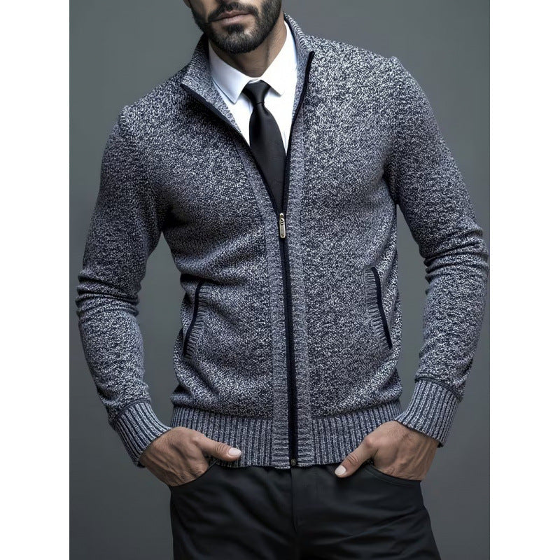 Men's Stand-up Collar Knitted Sweater Coat