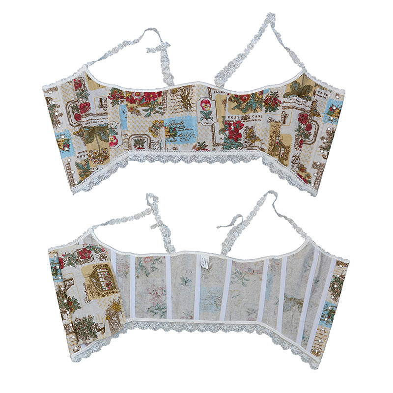 Front Strap French Lace Fishbone Bra Short Vest