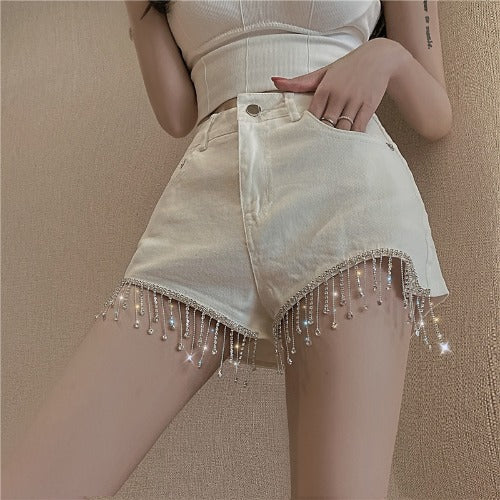 Women's Black Slim Slimming High Nail Drill Hot Pants