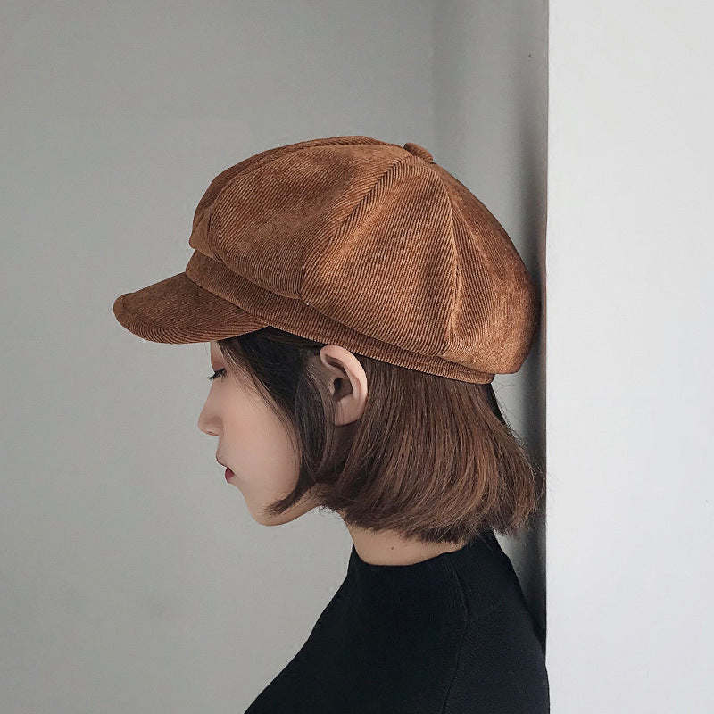 Women's Spring And Autumn All Match Corduroy Peaked Hat