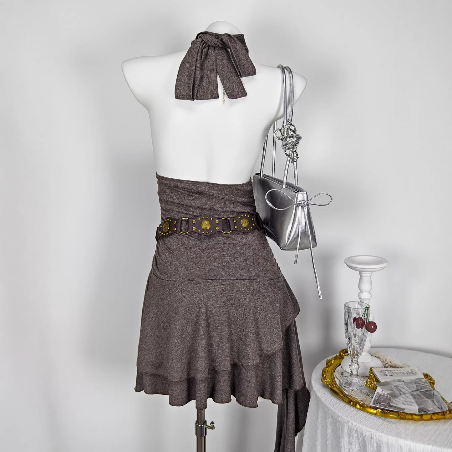 Sexy Halterneck Sleeveless Beaded Dress For Women