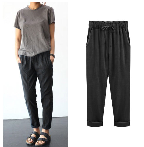 Fat Mm Loose Thin Linen Women's Trousers