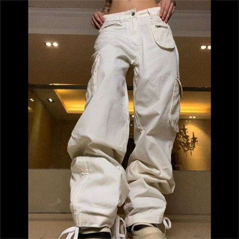 Women's Fashionable Multi-pocket Drawstringable Work Casual Trousers