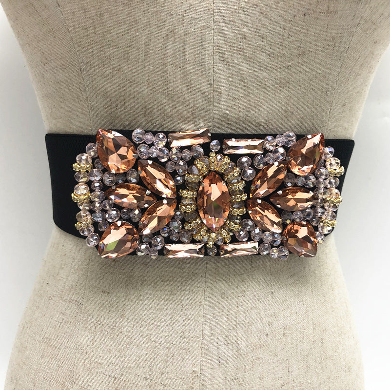 Women's Color Inlaid Diamond Ring Crystal Rhinestone Belt