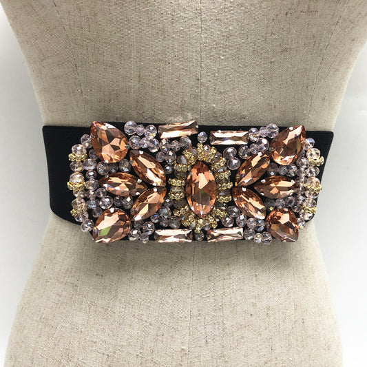 Women's Color Inlaid Diamond Ring Crystal Rhinestone Belt