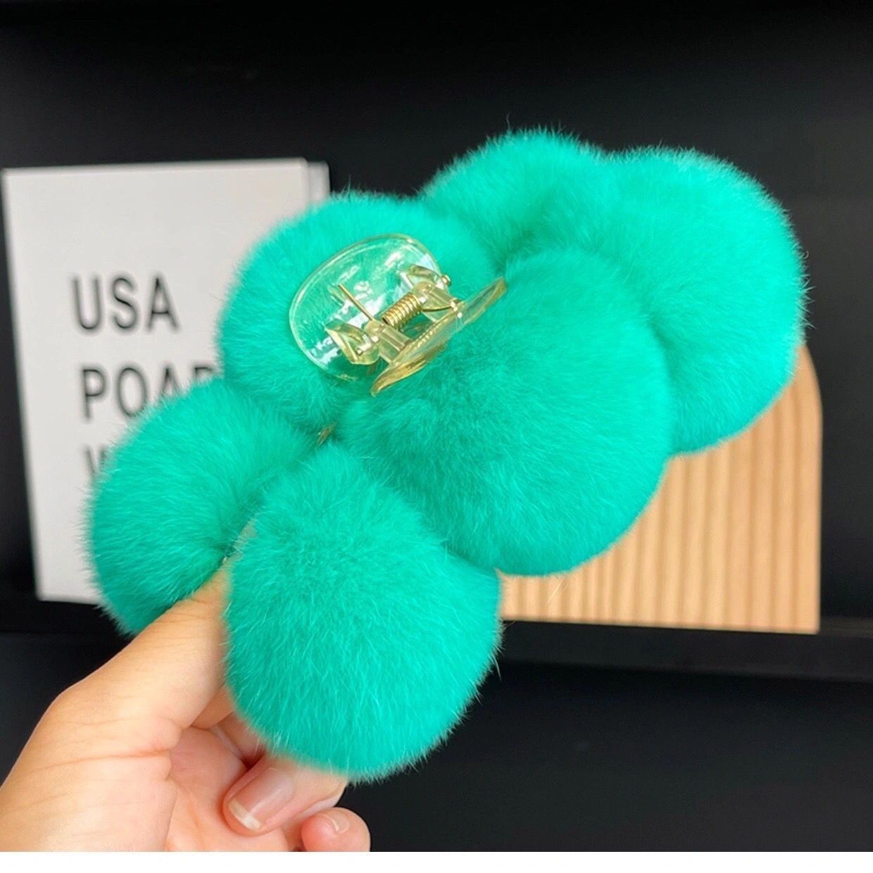 Elegant Rex Rabbit Fur Ball Grip Large Plush