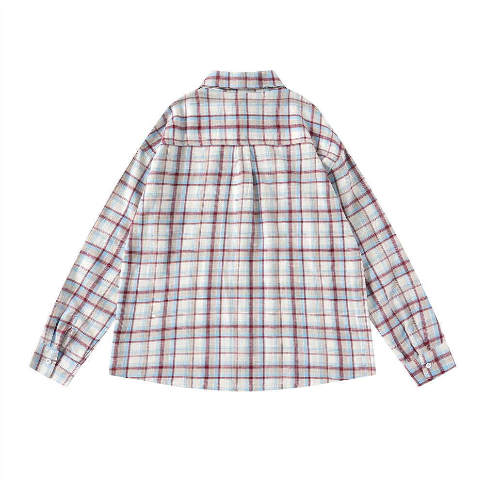American Plaid Long-sleeved Shirt Men's Spring And Autumn Street