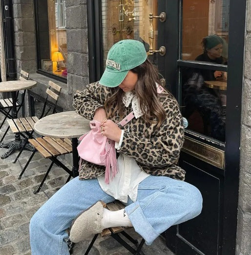 Women's Long Sleeved Leopard Print Jacket Jacket