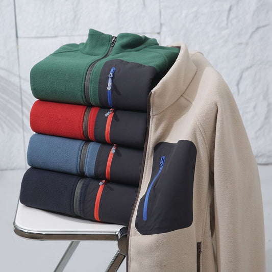 Quick Warm Quick Hot Velvet Men's Stand Collar Polar Fleece Jacket