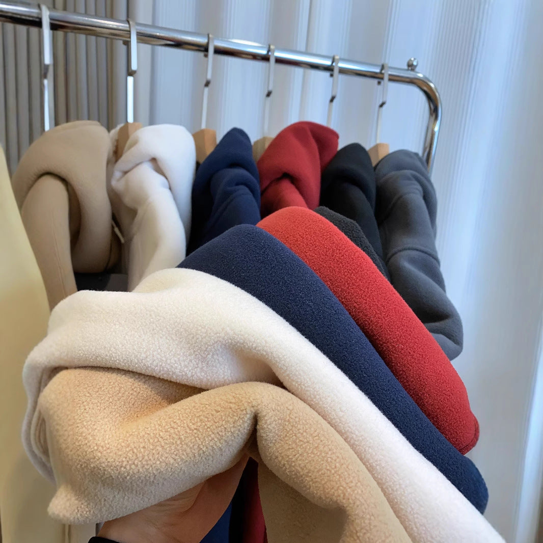 Dobbeltsidet polarfleece lynlås-hættetrøje fortykket parkasse til kvinder