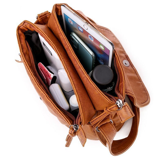 Women's Soft Leather Retro One Shoulder Large Capacity Bag