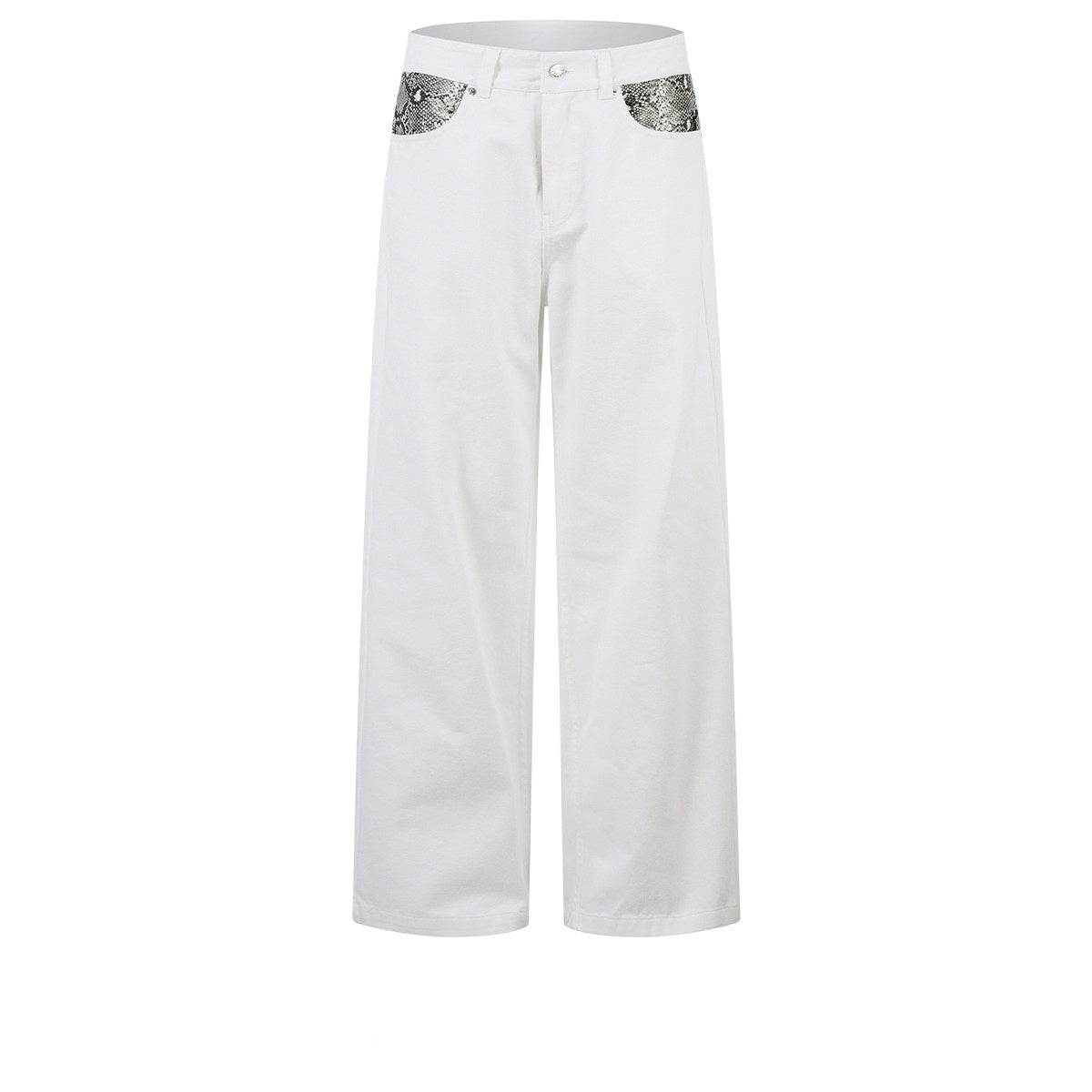 Hip Hop Street Python Pattern Patchwork Jeans Vintage Unisex Style