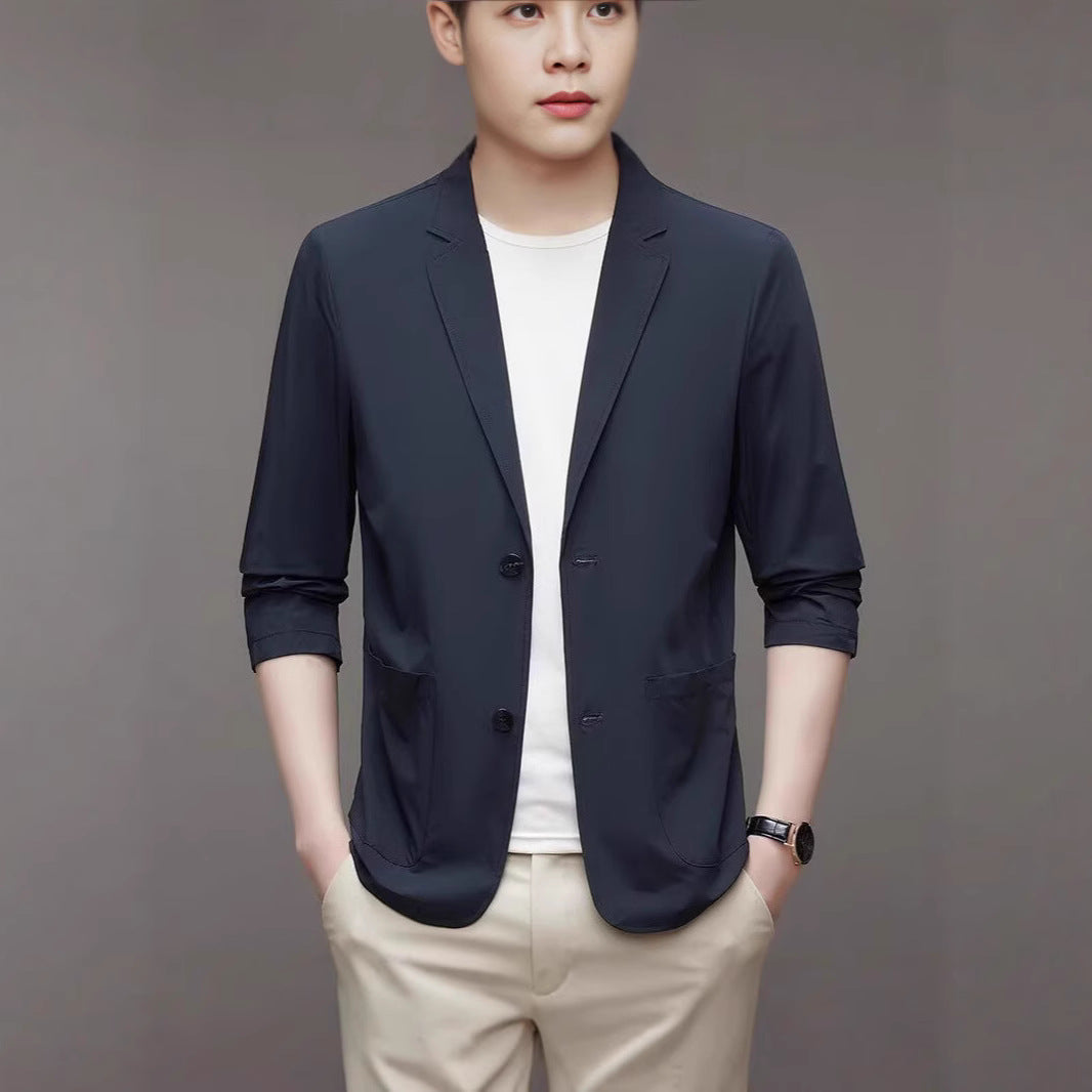 Ice Silk Men's Lightweight Casual Stretch Suit