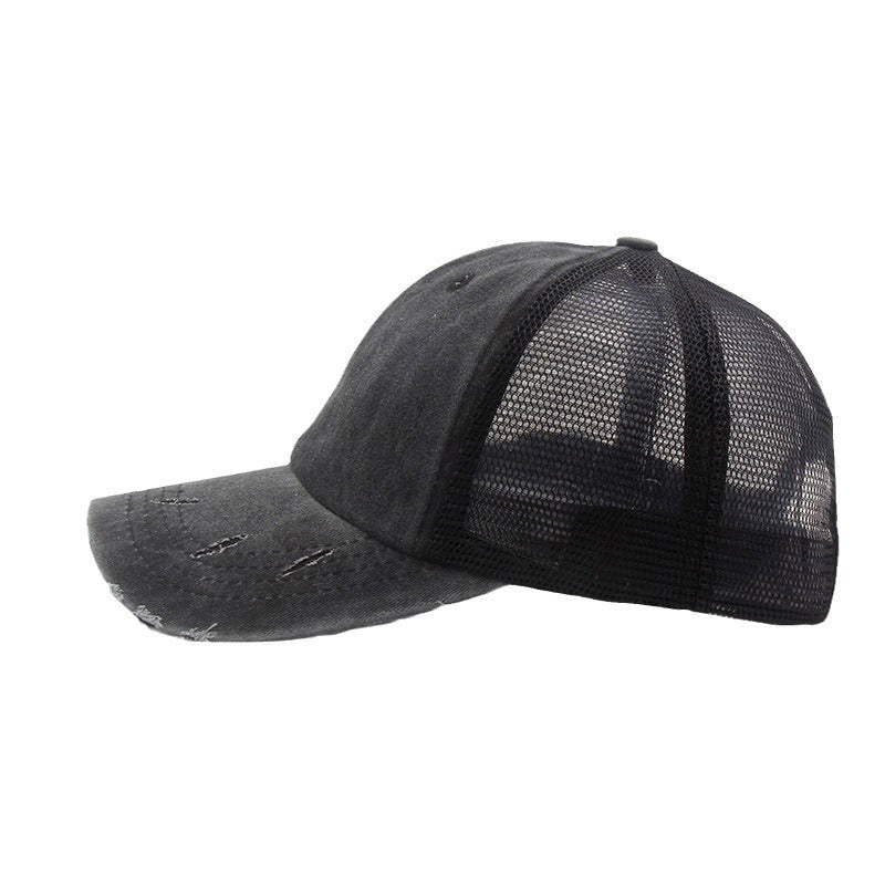 Women's Fashionable All-matching Retro Washed Peaked Cap