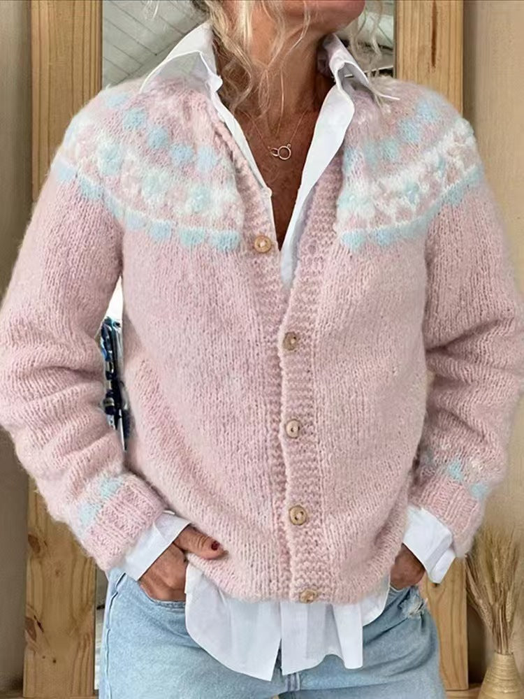 Cardigan Color-blocked Loose-fitting Fashionable Knitwear