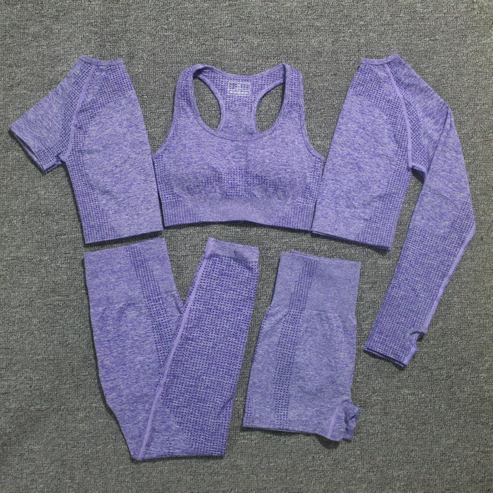 Small Dots Jacquard Seamless Ninth Pants Fitness Body Shaping Pants Five-piece Set