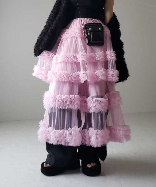 Three-layer Spliced Mesh Japanese-style Women's Skirt