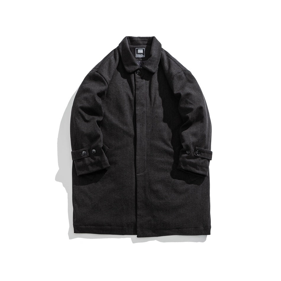 Men's Lapel Mid-length Woolen Coat