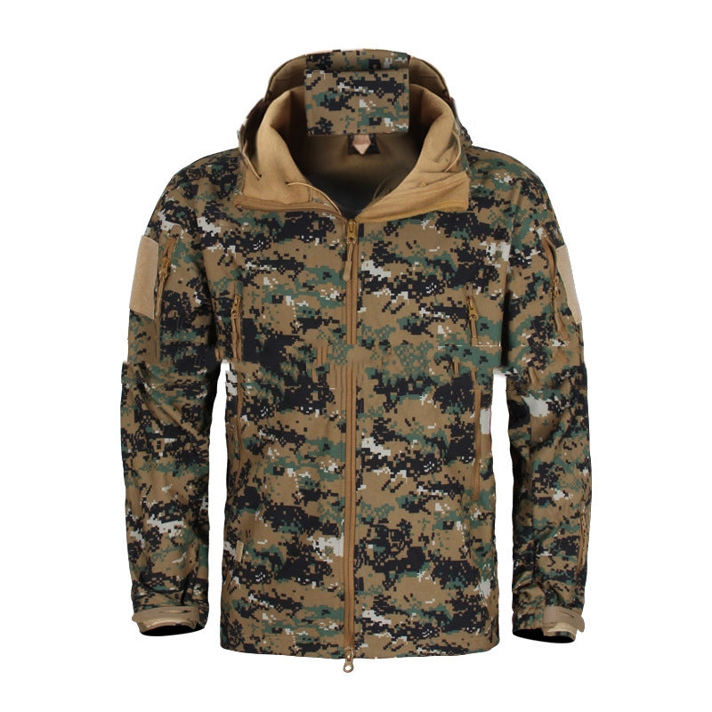 Large-size Softshell Fleece Outdoor Jacket Warm Camouflage For Winter