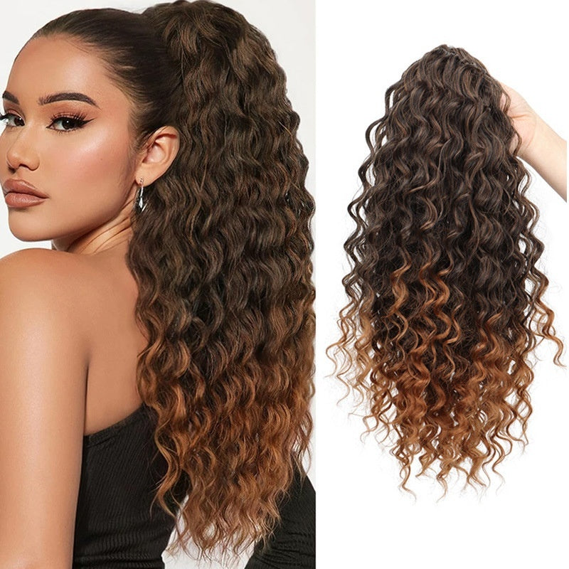 Wig Small Curly Ponytail Gradient Drawstring Wave