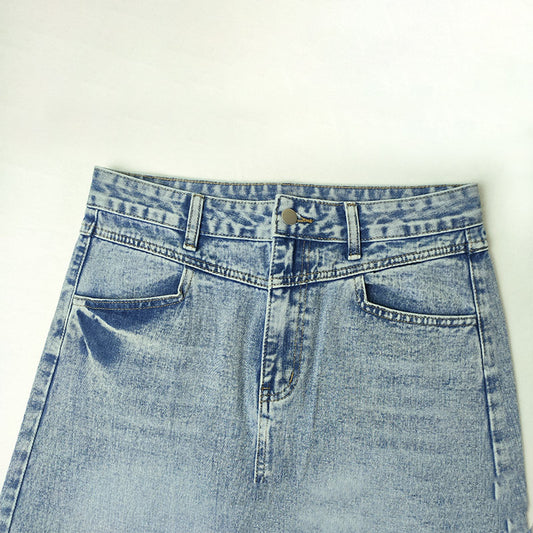 Retro Denim Half Skirt Women A Word High Waist Skinny