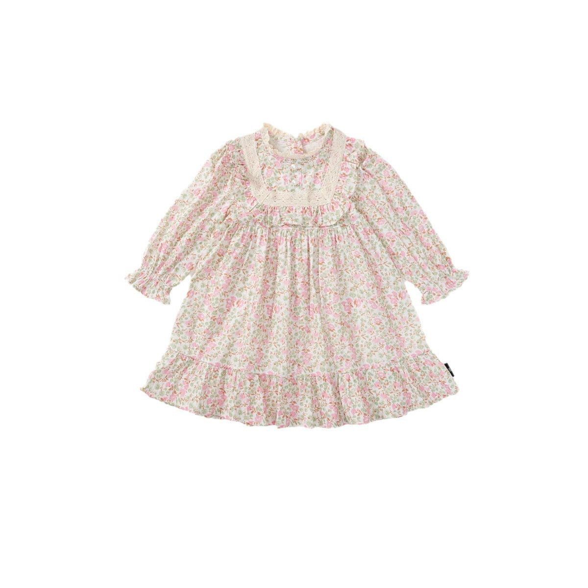 Girls' Floral Dress Garden Style Mori Style Lace Puff Sleeve Princess Dress