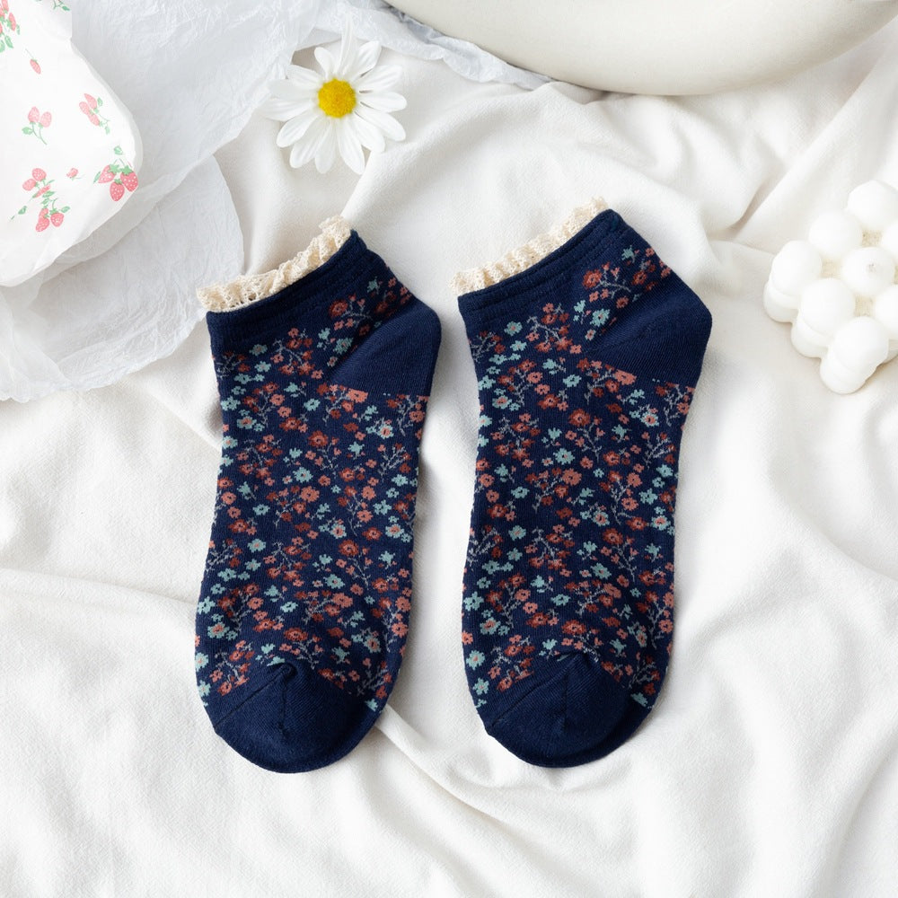 Broken Flower Summer Vintage Female Socks