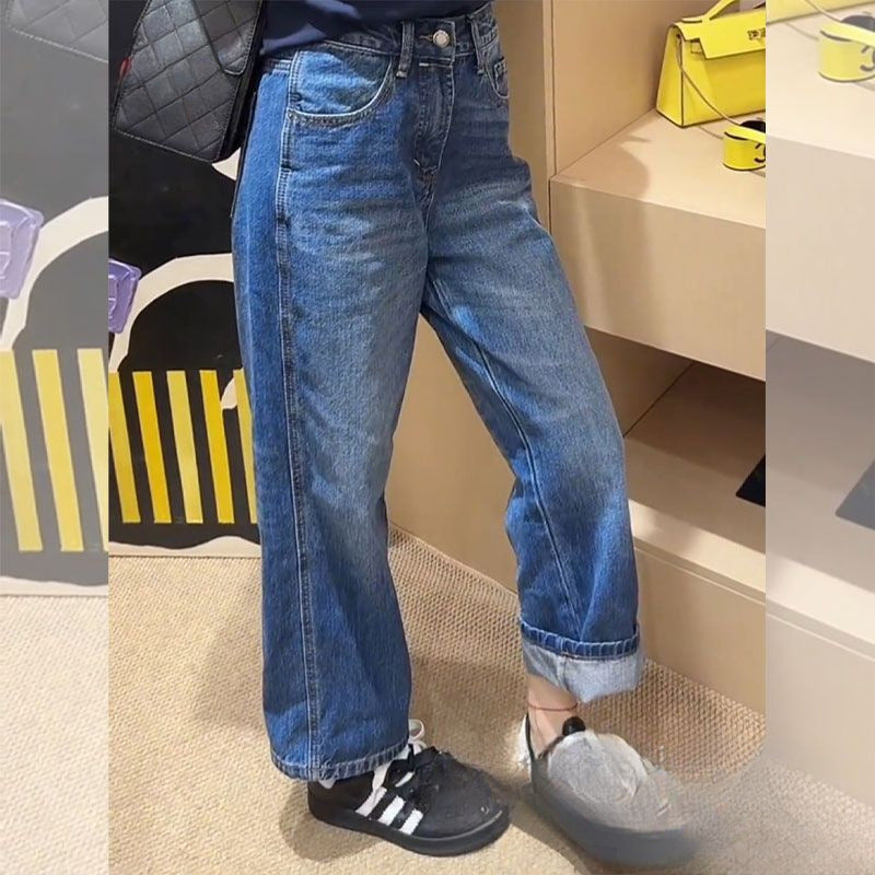 Retro vide ben Jeans Dame Lille Store Størrelse